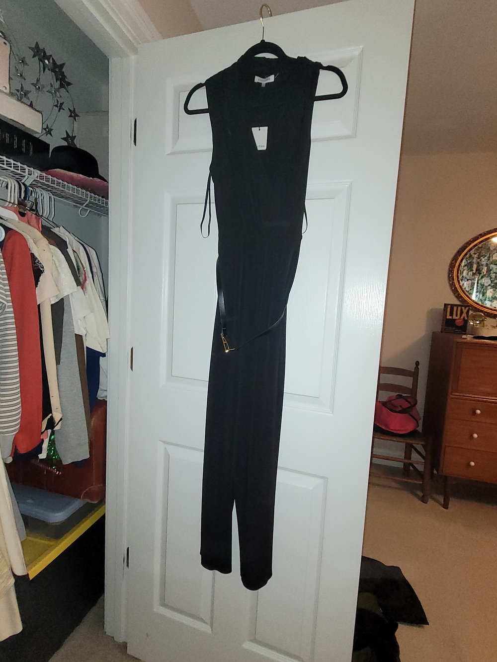 Calvin Klein Black Sleeveless Belted Jumpsuit -NWT
